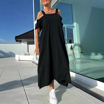 Women's Maxi Dress – Off Shoulder – Relaxed Fit – Light Cotton – Everyday Use