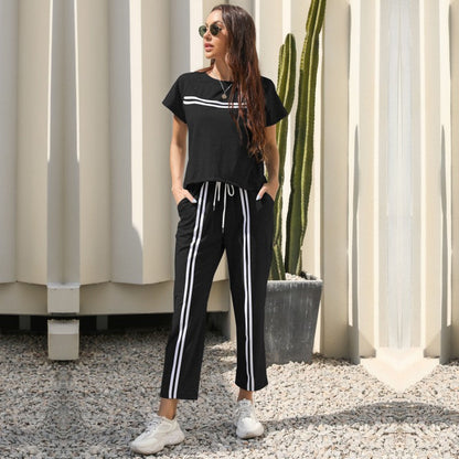 Women's Lounge Set – Soft Knit – Relaxed Fit – Drawstring Waist – Side Panels