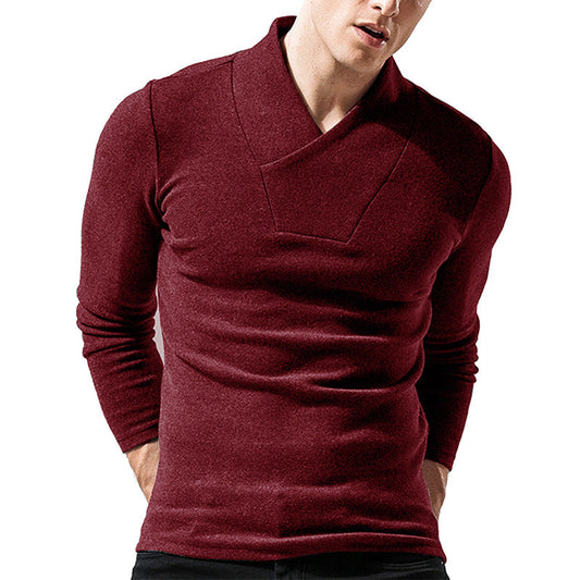 Men's Sweater – Slim Fit – Wool – Asymmetric Collar – Minimalist Design