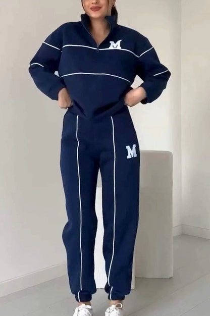 Women's Tracksuit – Oversized Fit – Cotton Blend – Half Zipper – Ribbed Collar
