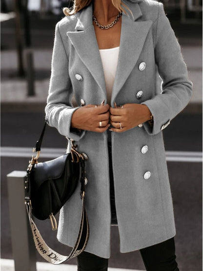 Women's Blazer Coat – Tailored Fit – Wool Feel – Double-Breasted – Suit Collar