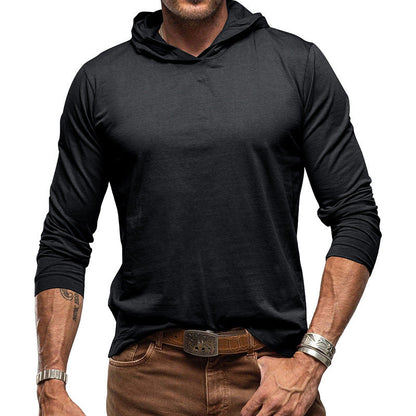 Men's Hoodie – Slim Fit – Long-Sleeved – Light Cotton Knit – Minimalist Style