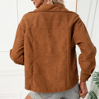 Women's Shirt Jacket – Corduroy – Relaxed Fit – Single Breasted – Patch Pockets
