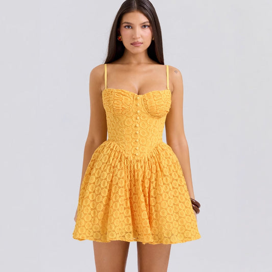 Dress for Women – Mini Length – A-line Fit – Spaghetti Straps – Structured Bodice