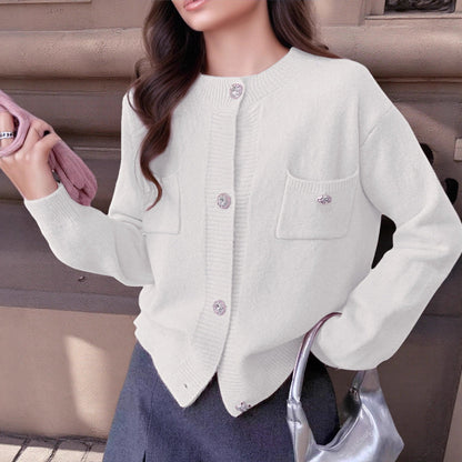 Women's Cardigan – Wool Blend – Relaxed Fit – Buttons – Decorative Pockets