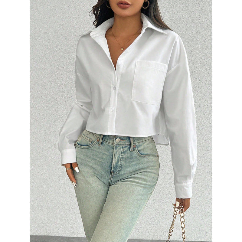 Women's Shirt – Oversized Fit – Cropped Length – Breathable Fabric – Relaxed Style