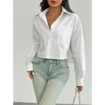 Women's Shirt – Oversized Fit – Cropped Length – Breathable Fabric – Relaxed Style