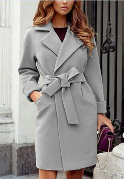 Ruby Wool Belted Wrap Coat | Notch Collar, Knee-Length Wrap Coat