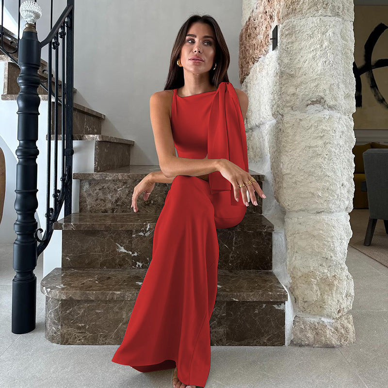 Dress woman – One-shoulder design – Slim fit – Ankle-length – Elegant party dress