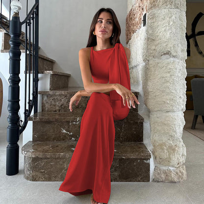 Dress woman – One-shoulder design – Slim fit – Ankle-length – Elegant party dress