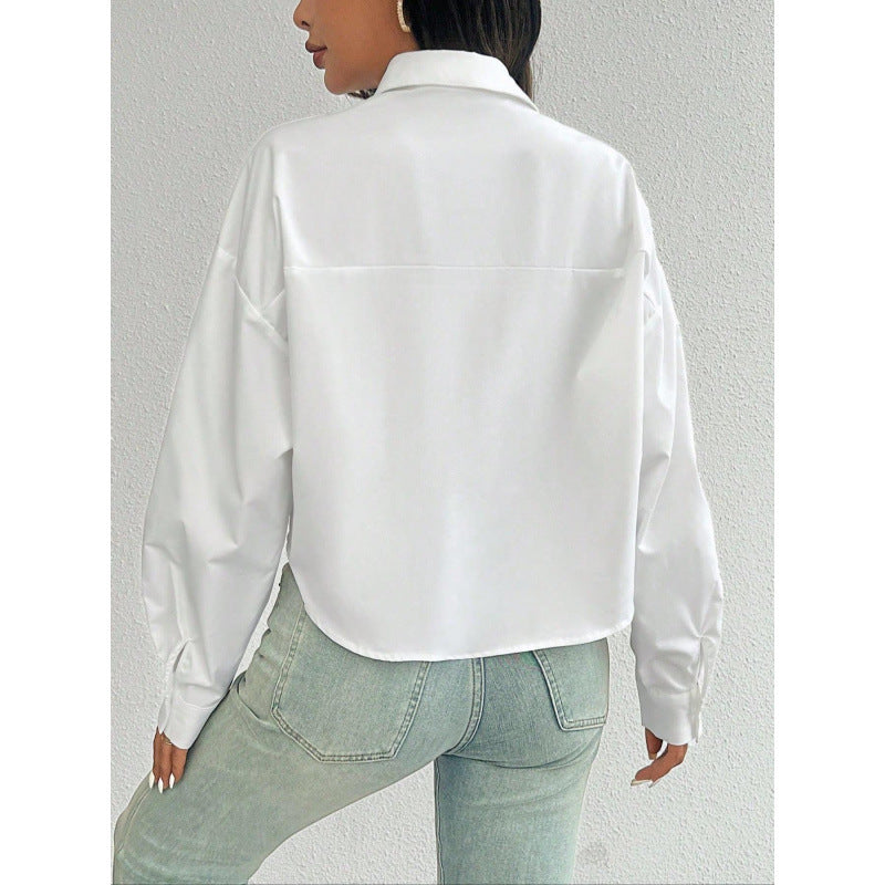 Women's Shirt – Oversized Fit – Cropped Length – Breathable Fabric – Relaxed Style