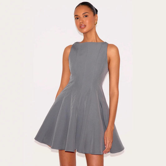 Dress for Women – Sleeveless A-line – Slim Fit – Round Neck – Short Length