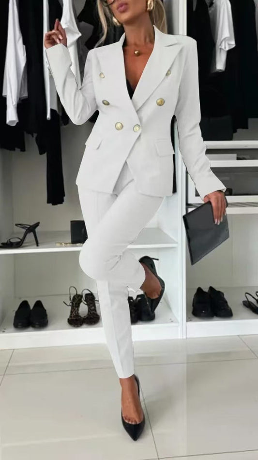 Women's Blazer – Slim Fit – Double-Breasted – Tailored Silhouette – Office Wear