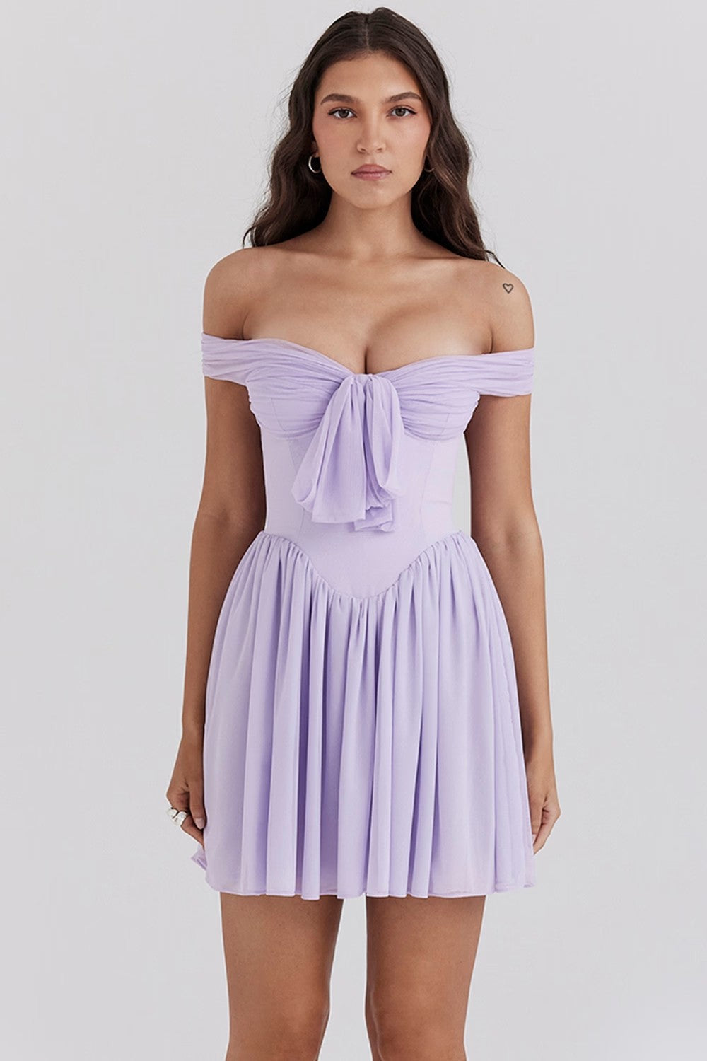 Dress for Women – Mini Dress – Off Shoulder – Bow Detail – Light and Airy Fit