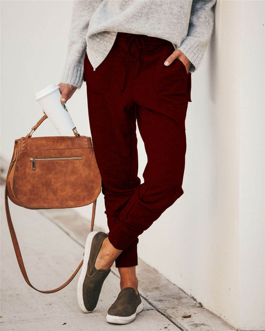 Women's Sweatpants – Relaxed Fit – Cotton Blend – Elastic Waist – Pockets