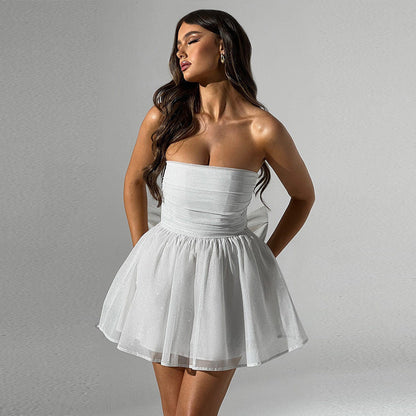 Dress for Women – Strapless Mini Dress – Slim Fit – A-Line – Glittering Mesh