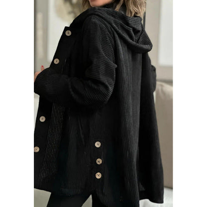Women's Jacket with Hood – Corduroy – Relaxed Fit – Mid-Length – Everyday Use