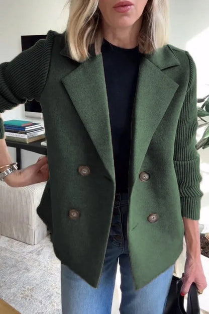 Women's Blazer – Oversized Fit – Double-Breasted – Soft Finish – Ribbed Sleeves