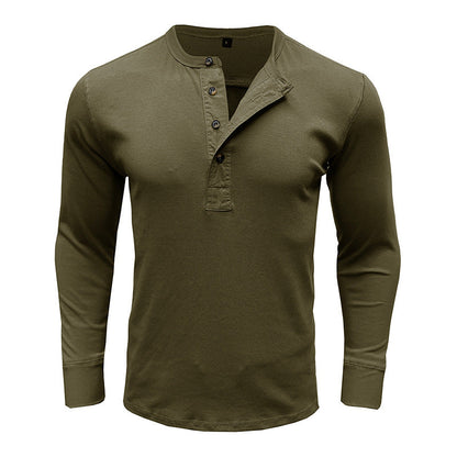 Men's Shirt Long Sleeve – Regular Fit – Cotton Blend – Henley Neck Casual Style