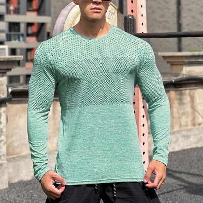 Men's Training Shirt – Slim Fit – Breathable Mesh – Long-Sleeve Athletic Comfort
