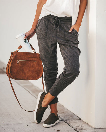 Women's Sweatpants – Relaxed Fit – Cotton Blend – Elastic Waist – Pockets