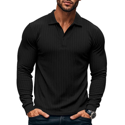Men's Shirt Henley – Slim Fit – Ribbed Knit – Long Sleeve – Modern Collar
