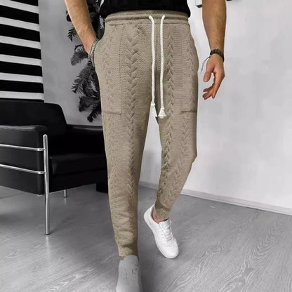 Men's Trousers Joggers – Relaxed Fit – Textured Knit – Drawstring – Pockets
