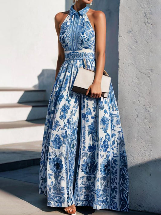 Dress for Women – Elegant Fit – Halterneck – Breathable Fabric – Printed Pattern