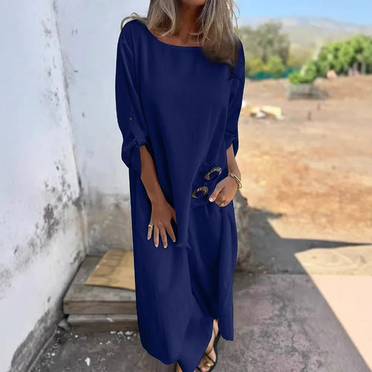 Dress for Women – Oversized Fit – Soft Cotton Feel – Buttons on the Side