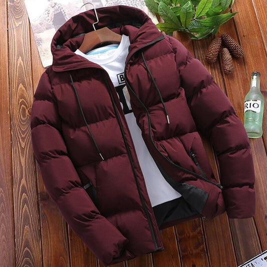 Men's Puffer Jacket – Oversized Fit – Cotton – Hood – Padded Short Everyday Jacket