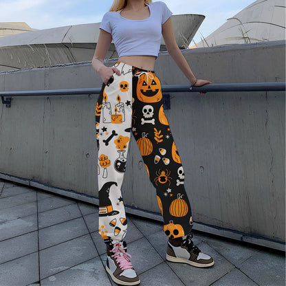 Women's Pants – Relaxed Fit – Cotton – Elastic Waist – Pockets – Full Length