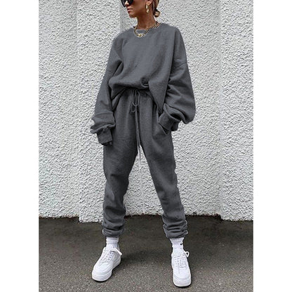 Women's Lounge Set – Relaxed Fit – Soft Cotton Blend – Drawstring Waist