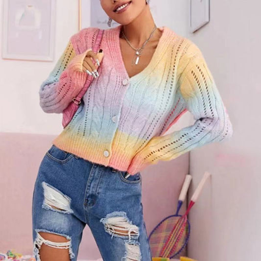 Women's Cardigan – Knitted – Relaxed Fit – Voluminous Sleeves – Cable Pattern