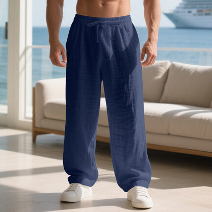 Men's Trousers – Relaxed Fit – Light Cotton – Drawstring Waist – Side Pockets