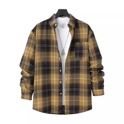 Men's Shirt – Checkered Pattern – Oversized Fit – Long-Sleeved with Chest Pocket