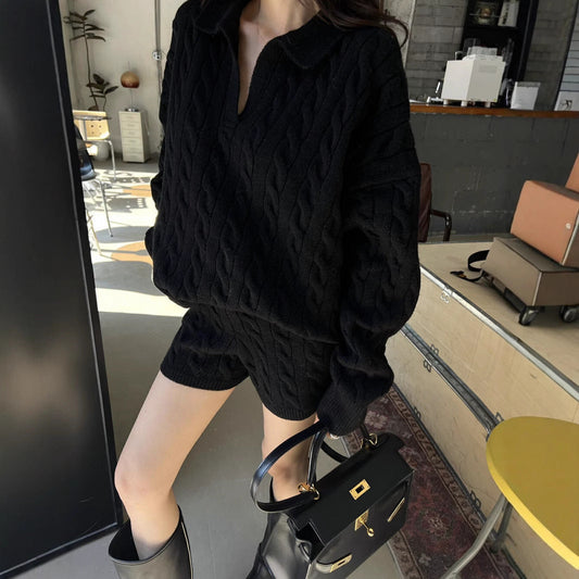 Women's Sweater – Wool Blend – Cable Knit – High Neck – Relaxed Fit – Long Sleeve
