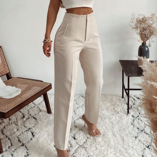 Women's Pants – Slim Fit – High Waist – Tailored – Smooth Finish – Fully Lined