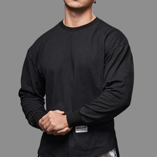 Men's Shirt with Long Sleeves – Cotton – Regular Fit – Round Neck – Ribbed Cuffs