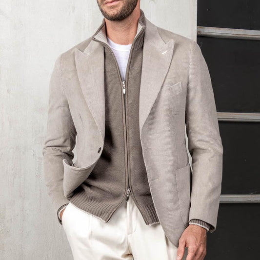 Men's Blazer – Slim Fit – Corduroy – Integrated Knit Layer – Classic Cut