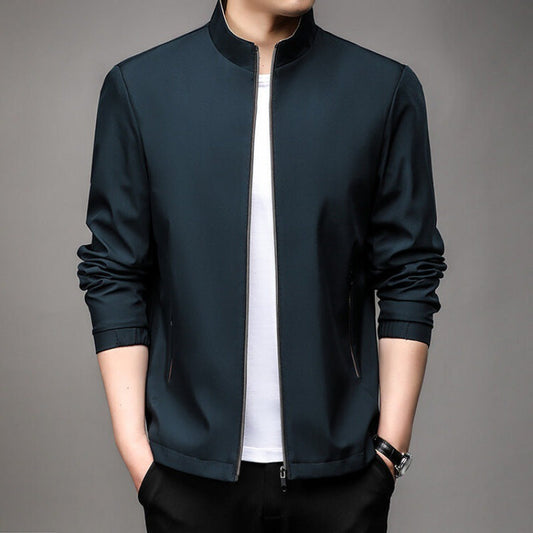 Men's Jacket – Tailored Fit – Stand Collar – Zipper Closure – Business Casual