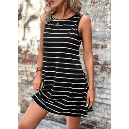 Women's Shift Dress – Sleeveless – Relaxed Fit – Light Cotton – Tortoise Print