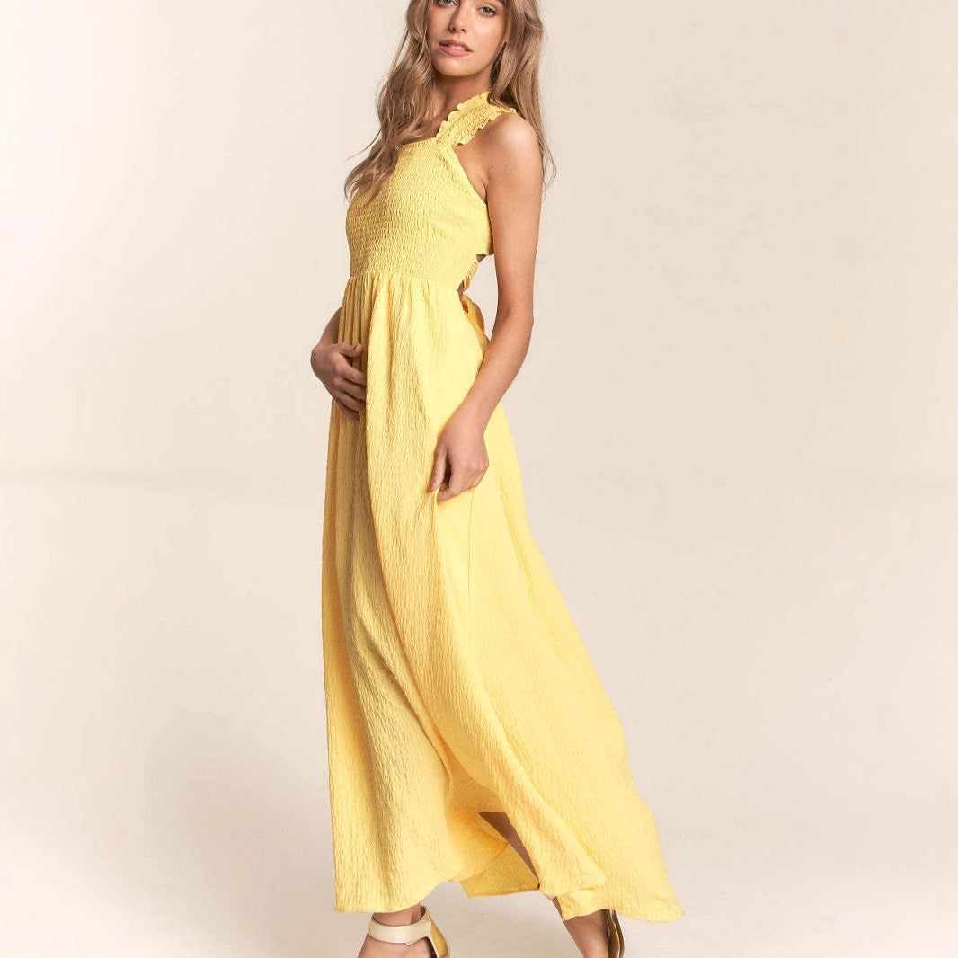 Women's Maxi Dress – Light Cotton – Smocked Bodice – Spaghetti Straps – A-line Fit