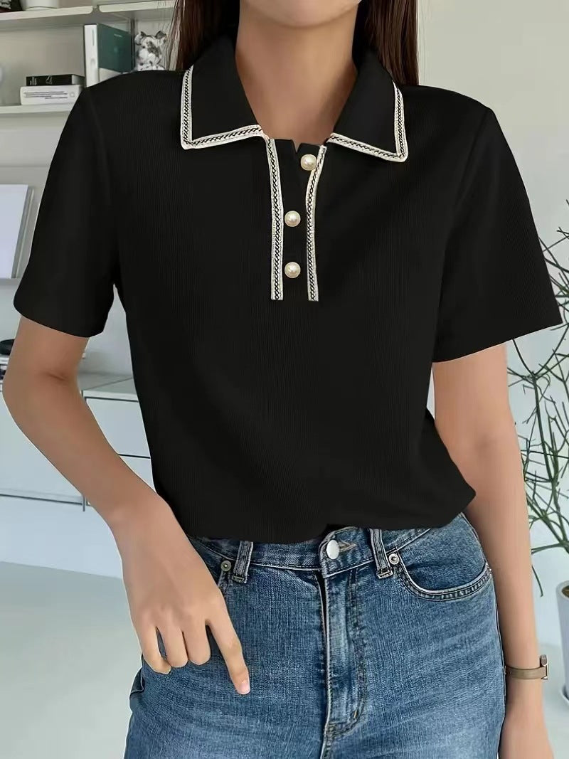 Women's Polo – Slim Fit – Soft Cotton Knit – Short Sleeve – Classic Button Closure