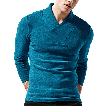 Men's Sweater – Slim Fit – Wool – Asymmetric Collar – Minimalist Design