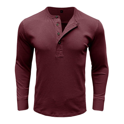 Men's Shirt Long Sleeve – Regular Fit – Cotton Blend – Henley Neck Casual Style