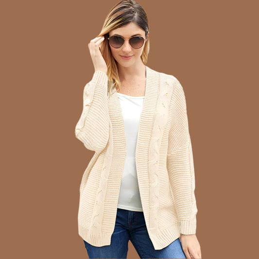 Women's Cardigan – Chunky Knit – Oversized Fit – Cable Knit – Open Front