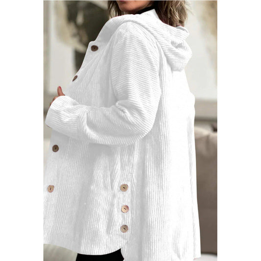 Women's Jacket with Hood – Corduroy – Relaxed Fit – Mid-Length – Everyday Use