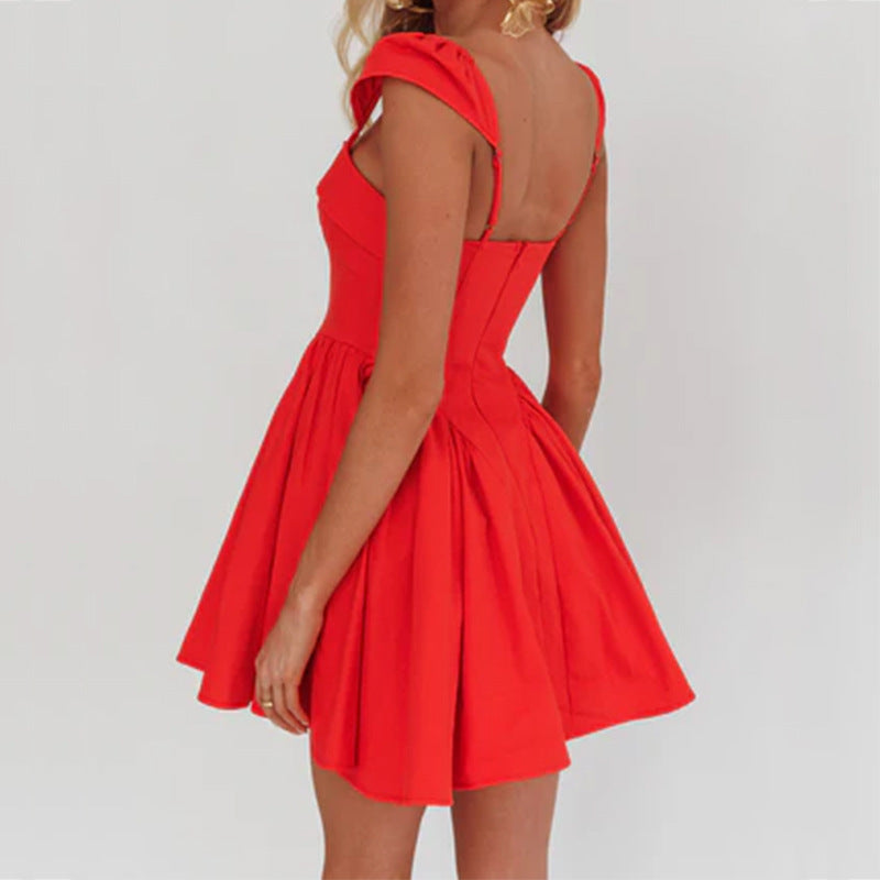 Dress for Women – Sleeveless – Fitted Bodice – Pleated A-line Skirt – Short Length
