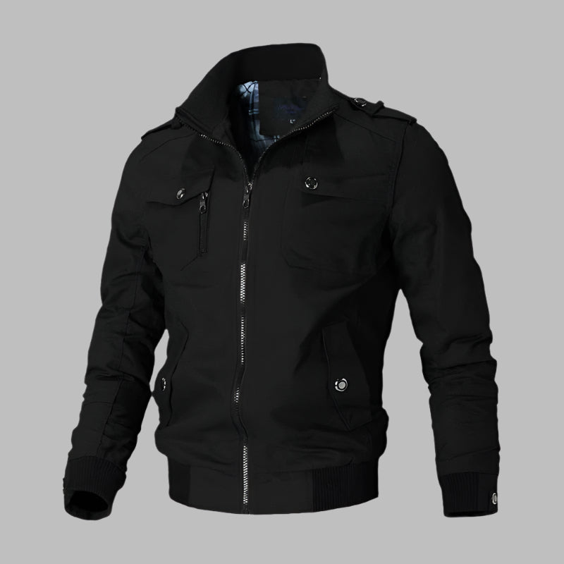 Men's Bomber Jacket – Cotton – Relaxed Fit – Zipper Closure – Ribbed Edge