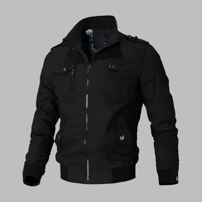 Men's Bomber Jacket – Cotton – Relaxed Fit – Zipper Closure – Ribbed Edge